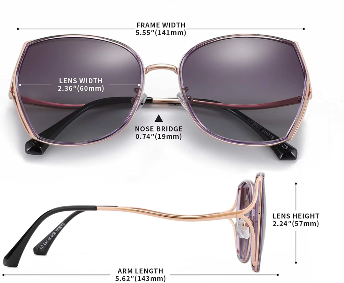 ZENOTTIC Sonnenbrille, Übergroße, Geometrisch, Metall, Damen, Polarisiert - Bild 4
