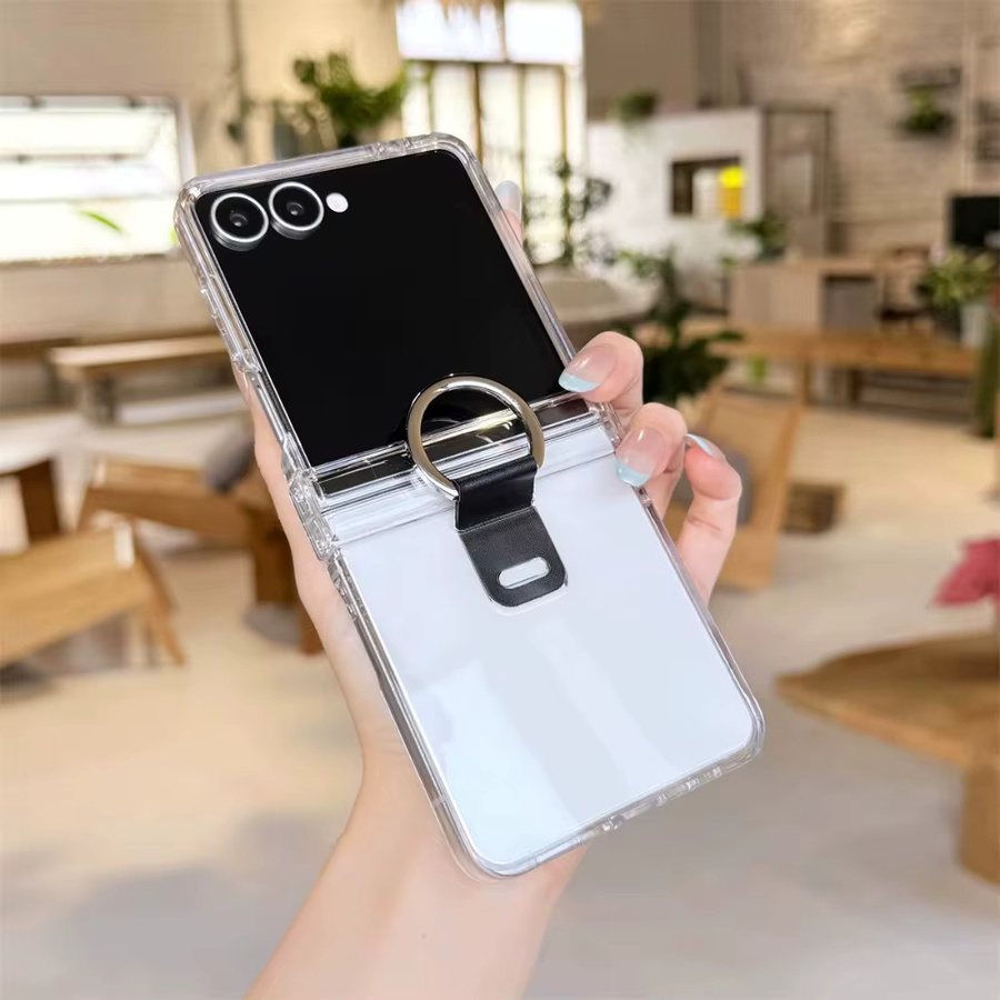 Transparente stoßfeste Handyhülle mit Ring und Scharnierschutz für Samsung Galaxy Z Flip 8 7 FE 6 5 4 3 - Bild 2