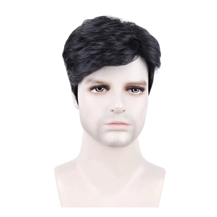 MSIWIGS Synthetische Perücke Herren, Pixie-Schnitt, schwarz, gerade - Bild 3