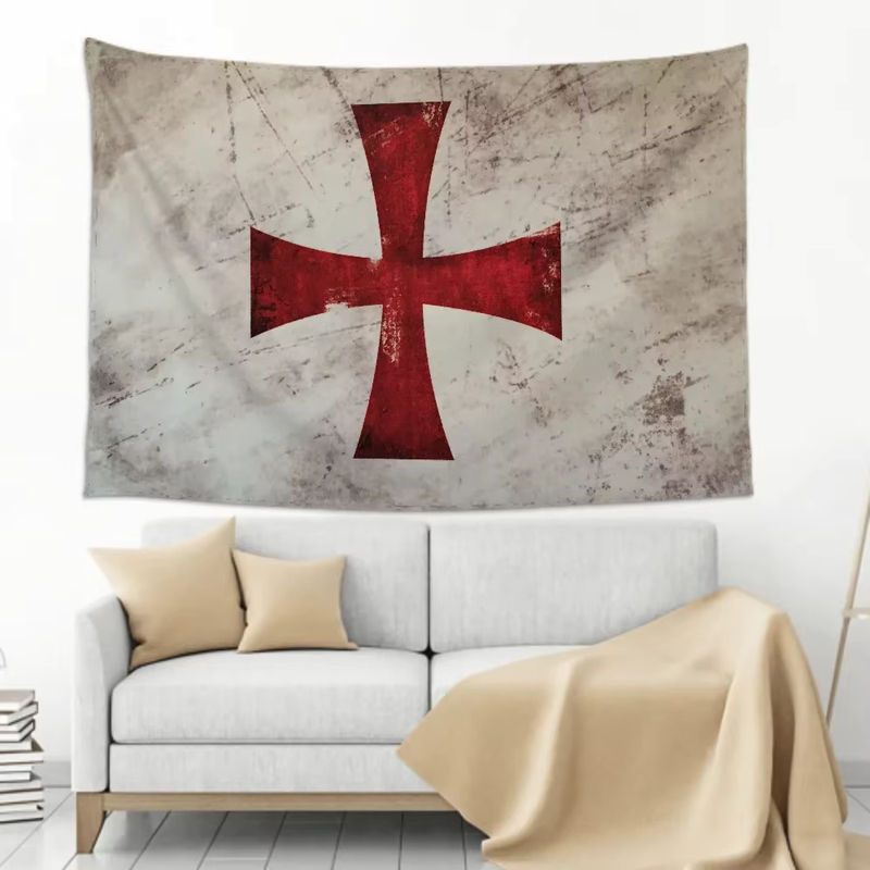 Dekorative Jerusalem Kreuz Flagge im Vintage-Design aus Textil, mehrfarbig, B/H: 90 x 60 cm - Bild 3