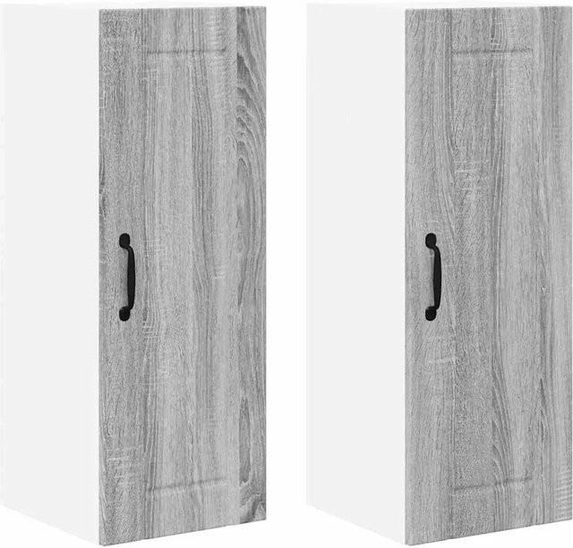 vidaXL Küchenschrank 2er-Set in Grau Sonoma, moderner Wandmontage-Küchenschrank aus Holzwerkstoff, B/T/H: 30 x 31 x 80 cm - Bild 1