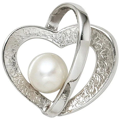 Colfem Anhänger Herz, 925 Silber, Perle, Unisex - Bild 1