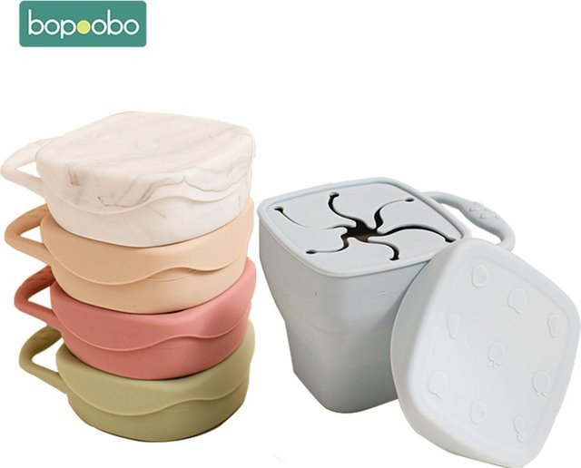 Auslaufsicherer und zusammenklappbarer Baby-Snackbecher aus Silikon für Kleinkinder mit Deckel - Bild 1