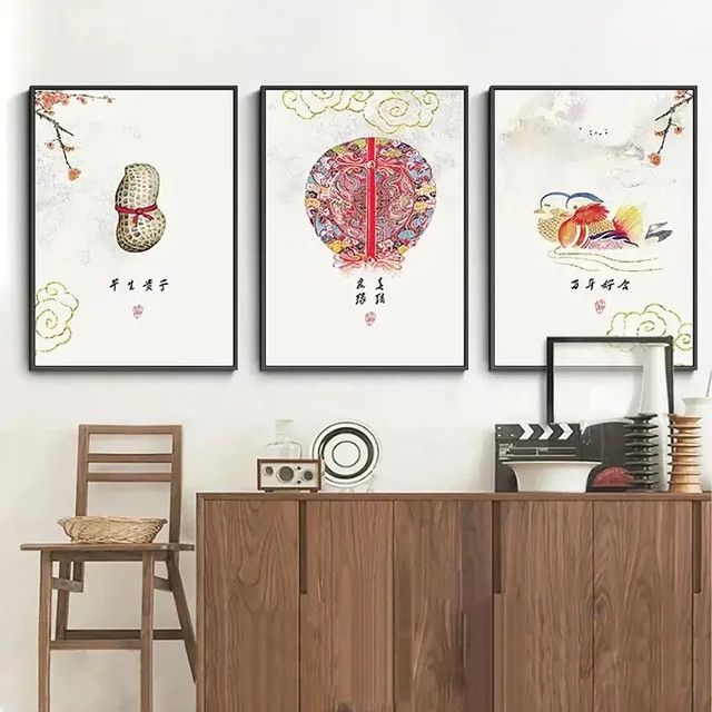 Retro-Wandkunst im traditionellen chinesischen Stil als HD-Leinwanddruck mit Potdemiel-Motiv für deine elegante Heimdekoration - Bild 1