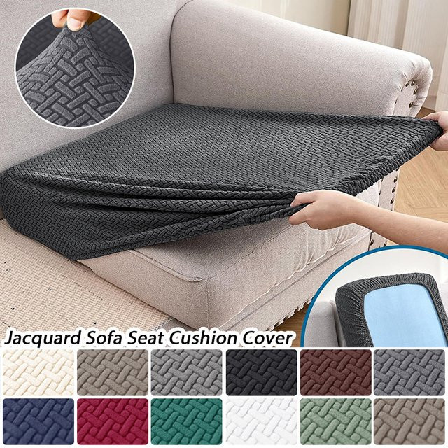 BRHUIXUE Jacquard-Stretch-Sofa-Kissenbezüge in Beige und Grau, elastische und waschbare Sofasitzbezüge für L-förmige Möbel - Bild 1