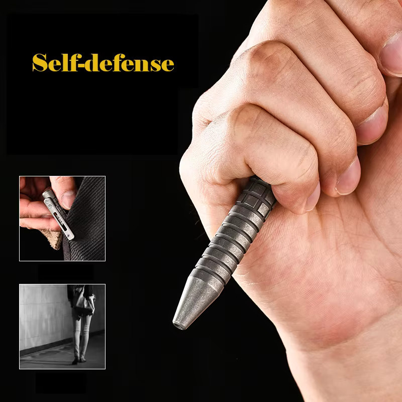 YESISOK Taktischer Stift aus PEI-Titanlegierung in Grau, Multifunktionales EDC-Werkzeug und Fensterbrecher - Bild 3