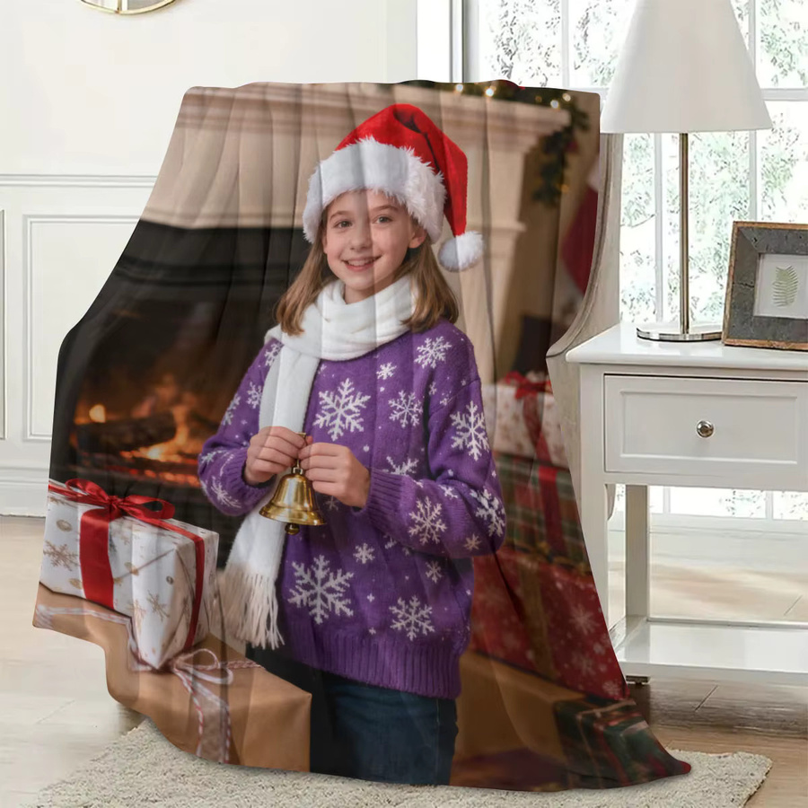 Personalisierte Baby-Weihnachtsdecke aus weichem Flanell mit individuellem Foto-Druck und Weihnachtsmotiven - Bild 4