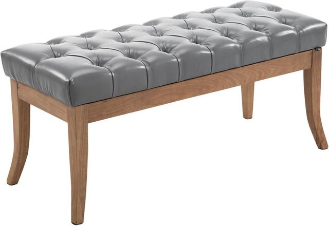 TPFLiving Sitzbank Romeo Chesterfield aus Kunstleder in Grau, Breite: 100 cm - Bild 1
