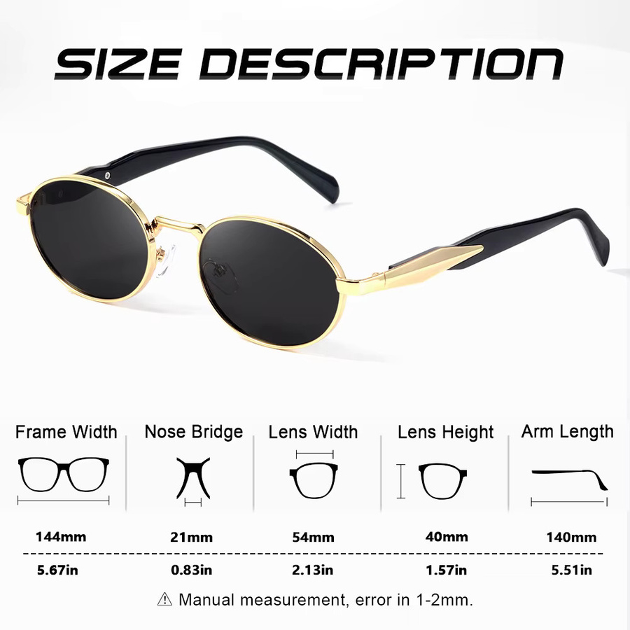 CRIXALIS Sonnenbrille Oval, Metall, Vollrand, Gold, Unisex - Bild 3