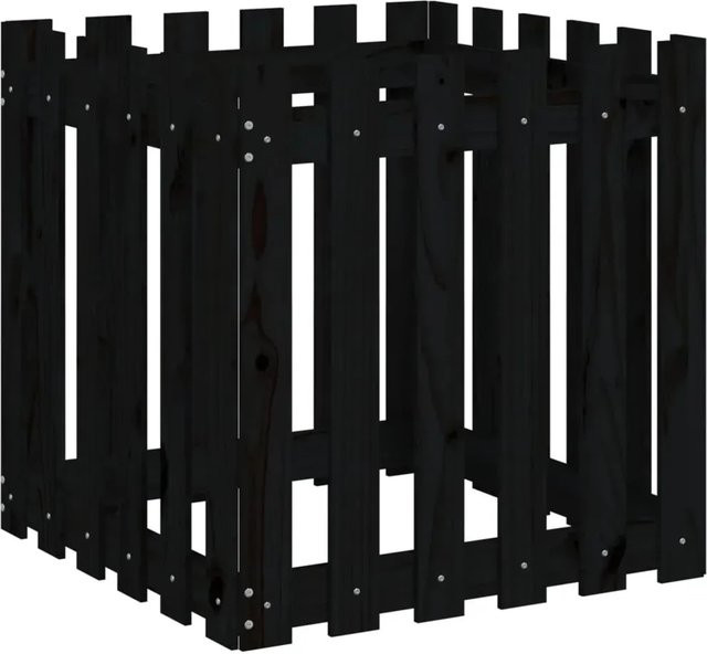vidaXL Pflanzkübel im Lattenzaun-Design aus Kiefernholz, Schwarz, B/T/H: 60 x 60 x 60 cm - Bild 1