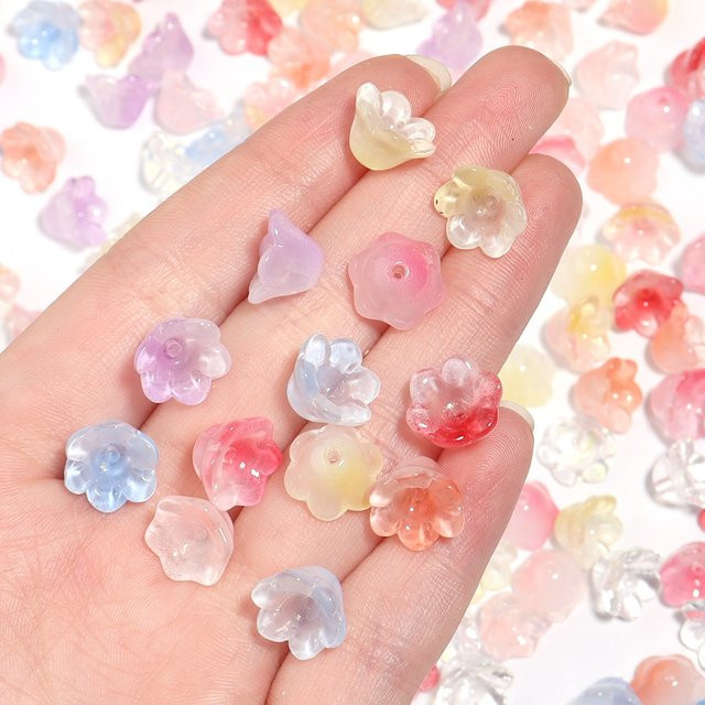 lingsai Glasperlen, Blumen-Lampwork-Perlen, Trompetenblütenform, Bunt - Bild 1