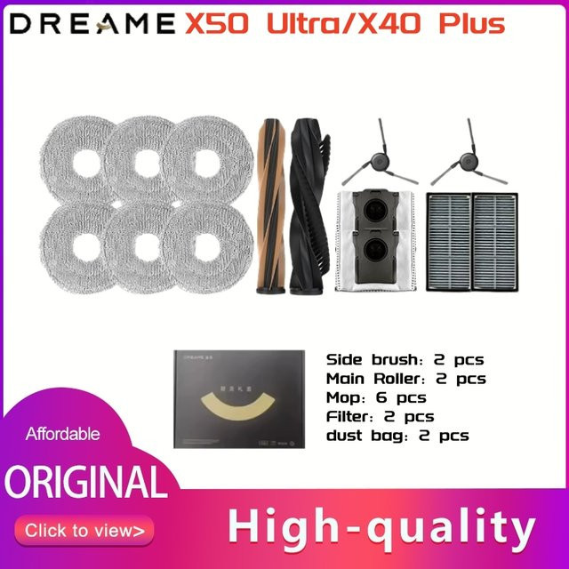 Dreame X50 Ultra Zubehör Set mit Doppelwalzenbürsten, Seitenbürsten, Filtern, Wischpads und Staubbeuteln für L50 Ultra und L40s Ultra in Multicolour - Bild 1