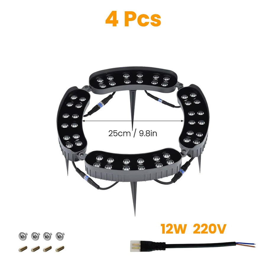 LED-Baumumfassungsleuchte Warmweiß IP65 Wasserdicht mit Erdspieß, Schwarzer Baumscheinwerfer aus Aluminium und Glas für Garten und Hof - Bild 7