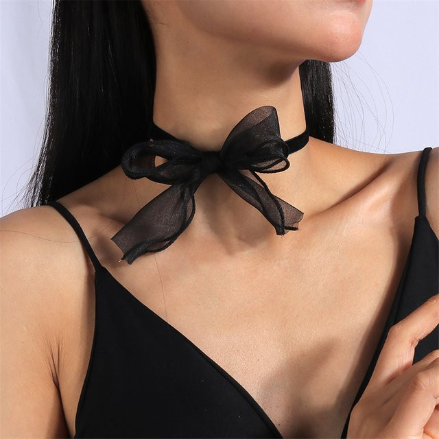 Seblasy Halskette, Schwarz, Spitze, Bowknot, Damen - Bild 1