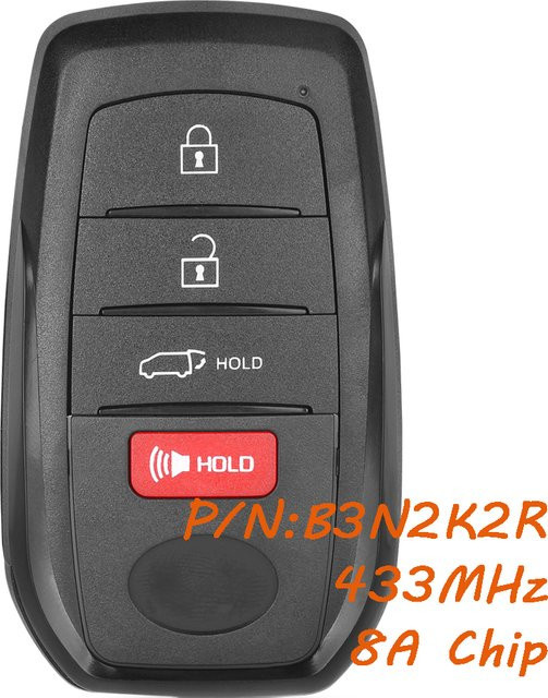 KEYECU Smart Remote Auto Schlüsselanhänger für Toyota Land Cruiser 2022 bis 2025, 433 MHz, 8A Chip P4 BA, Schwarz - Bild 1