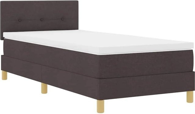 vidaXL Boxspringbett Hybrid mit Matratze Dunkelbraun Stoff B/T/H: 90 x 190 x 140 cm - Bild 1