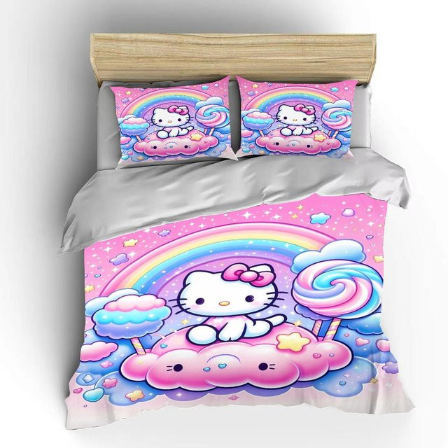 Sanrio Hello Kitty Bettwäscheset aus Mikrofaser in Pink, bestehend aus Bettbezug und Kissenbezug, B/H: 240 x 220 cm - Bild 1