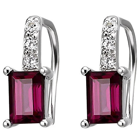 Colfem Ohrhänger 925 Sterling Silber, 2 Rhodolithe, 6 Zirkonia - Bild 1