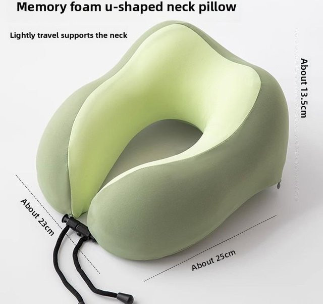 VRZONE U-förmiges Nackenkissen aus Memory-Schaum in Beige, weiches Reisekissen für Flugzeug und zervikale Gesundheitsfürsorge, B/H: 29 x 25 cm - Bild 1