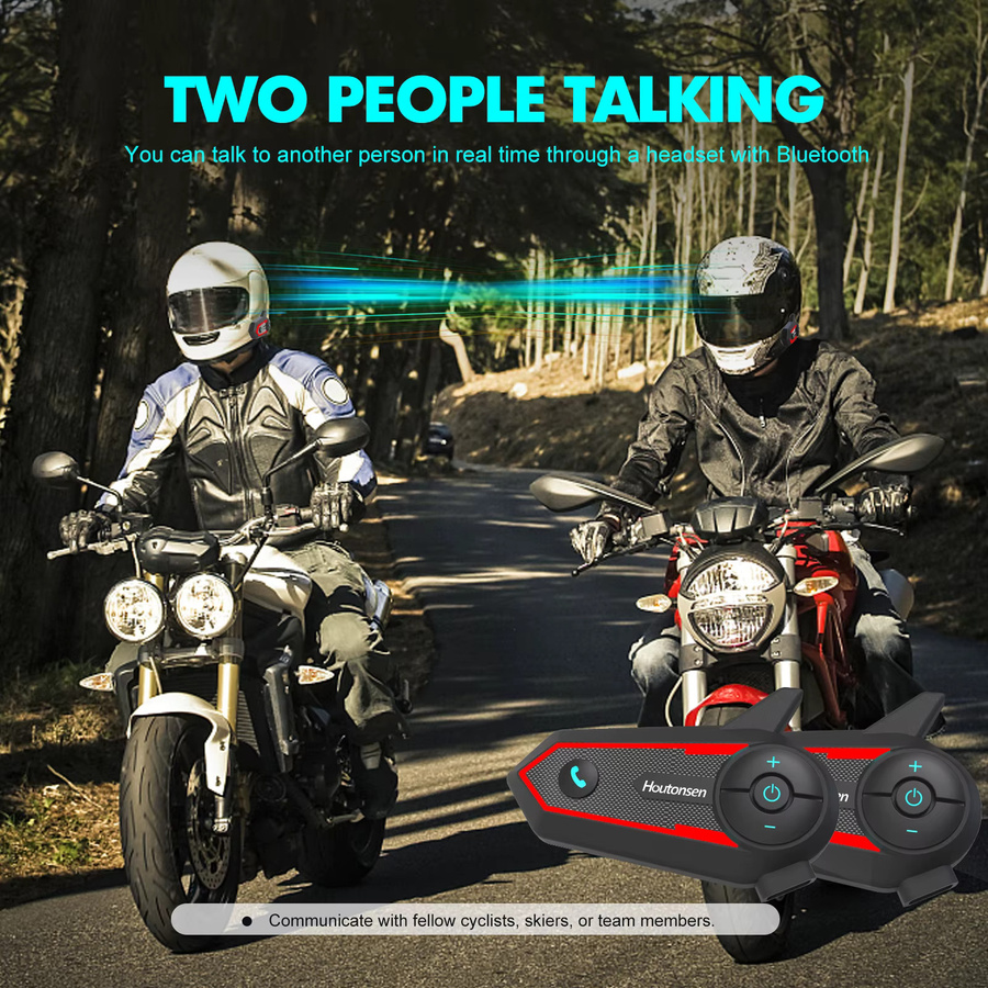 Houtonsen S6 Motorrad Helm Bluetooth Intercom Headset mit RGB Umgebungslicht, wasserdicht, Schwarz/Mehrfarbig - Bild 3
