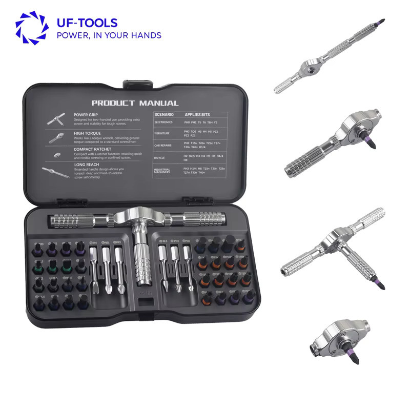 E·DURABLE 40-in-1 Ratschenschraubendreher-Set mit magnetischen Bits und ergonomischem Griff für DIY-Reparaturen - Bild 2