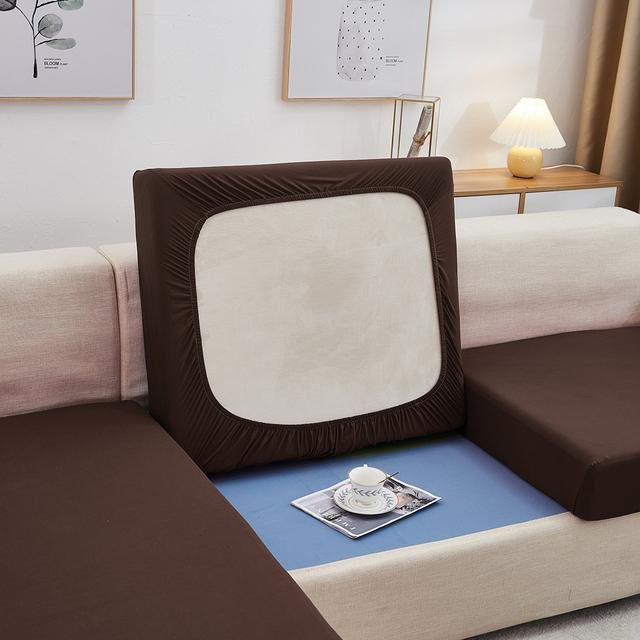 Airldianer Elastischer Sofa-Schonbezug in Kaffeebraun für 1-4 Sitzer mit rutschfester Stretch-Funktion - Bild 1
