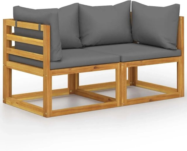 Furnicato Gartenbank aus Echtholz als 2-Sitzer in Grau, B/T/H: 70 x 70 x 60 cm - Bild 1