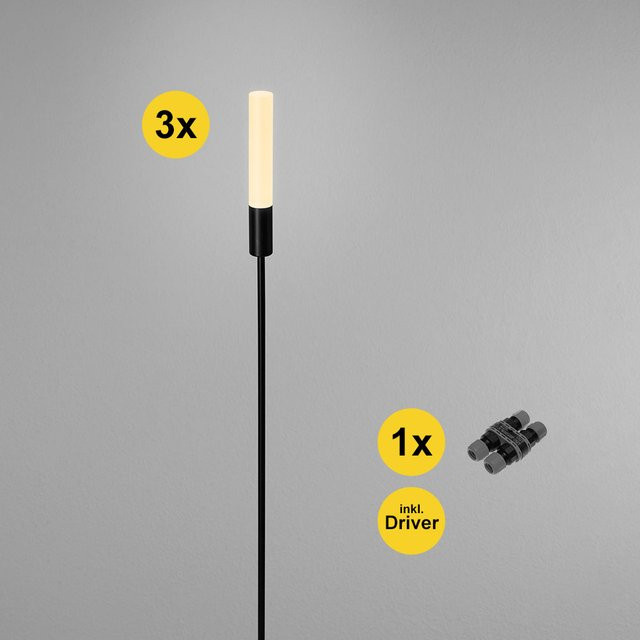 DLS Lighting Pisa LED-Spießleuchte Set mit 3 Spießleuchten, Verteilerdose und Treiber, Warmweiß 3000K, Weiß - Bild 1