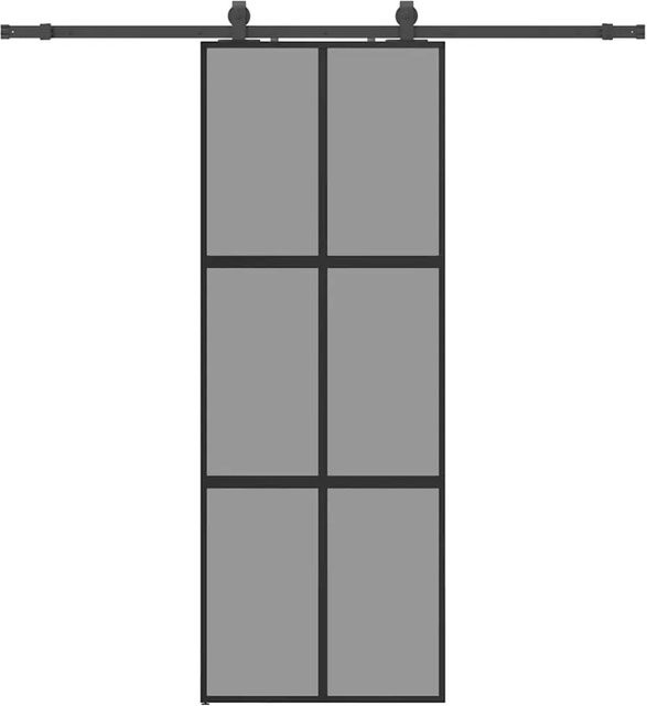 vidaXL Schiebetür aus Hartglas mit Beschlag in Schwarz, B: 76 cm, H: 205 cm - Bild 1