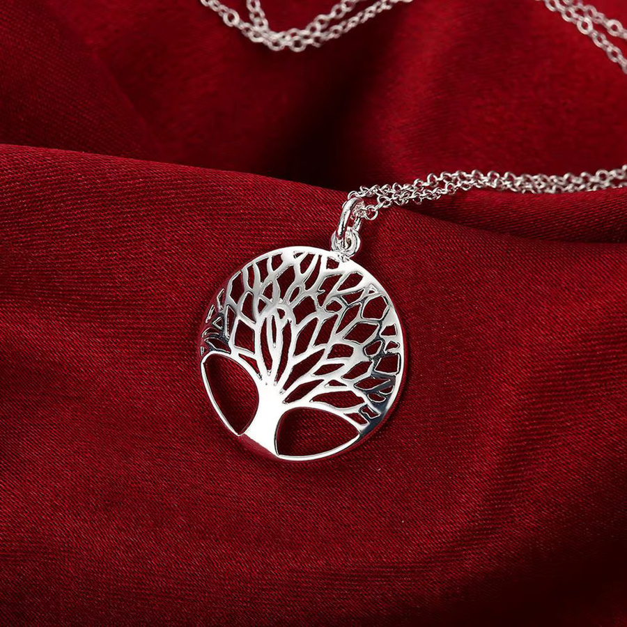 Halskette und Ohrringe, Silber, Baum Anhänger, Damen - Bild 3