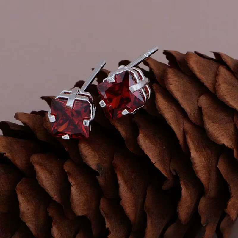SAY Ohrringe, 925 Sterling Silber, rot, Zirkon, Damen - Bild 2