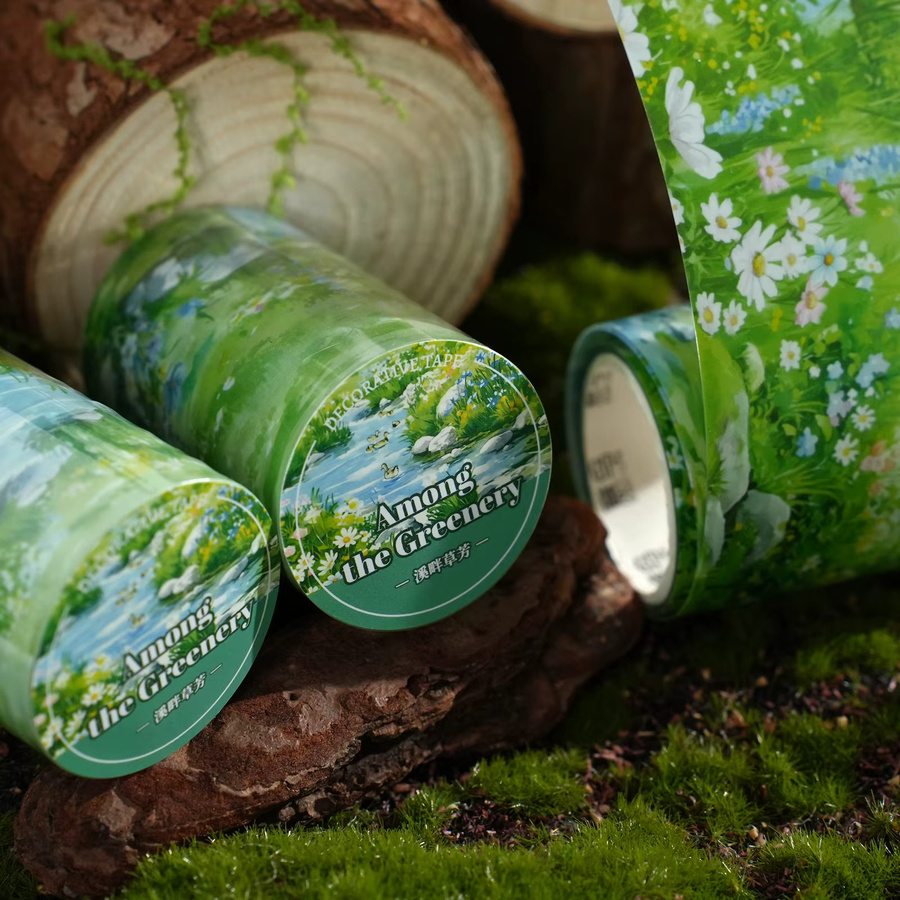 Etori Life Streamside Washi-Klebeband mit Grasland- und Bachfeld-Motiv, Multicolor, Breite: 60 mm, Länge: 2 m - Bild 3