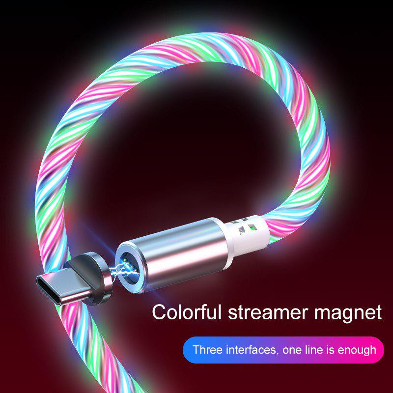 Magnetisches LED USB-C und Micro-USB Ladekabel für Samsung, 1m, bunt - Bild 3