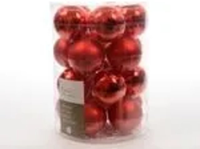 Kaemingk Weihnachtsbaumkugeln aus Glas in Rot, 20 Stück, Durchmesser: 6 cm, glänzend und matt - Bild 1