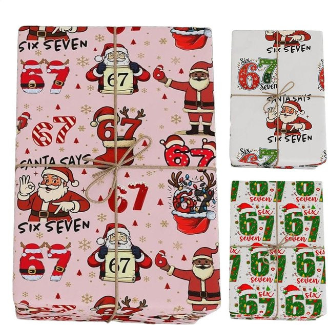 67 Blatt Weihnachtsgeschenkpapier zum Verpacken deiner Geschenke mit lustigen Weihnachtsdesigns - Bild 1