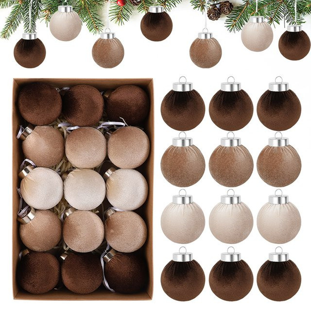 15 Stück ZQNYCY Vintage Samt Weihnachtskugeln mit Hängeschlaufen, Durchmesser: 6 cm - Bild 1