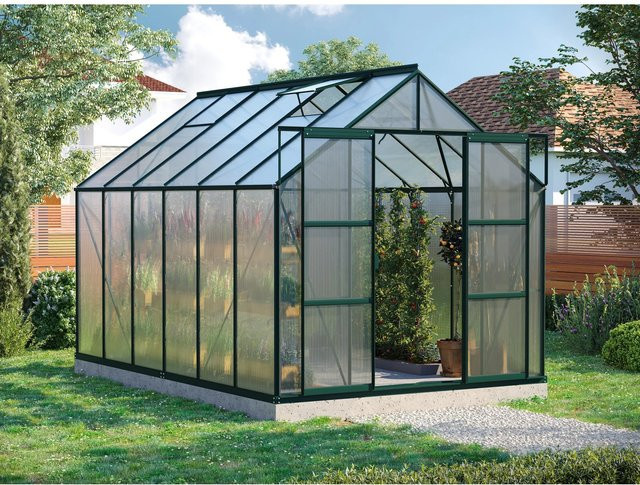 Vitavia Gewächshaus Uranus 9900 in Smaragd Grün mit 4 mm Polycarbonat-Platten und Doppelschiebetür - Bild 1