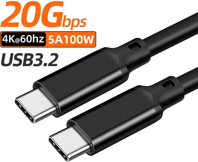 DAOGU USB-C auf USB-C Kabel, USB 3.2 Gen2x2, 20 Gbit/s Datenübertragung, PD 100 W Ladefunktion, Schwarz - Bild 1