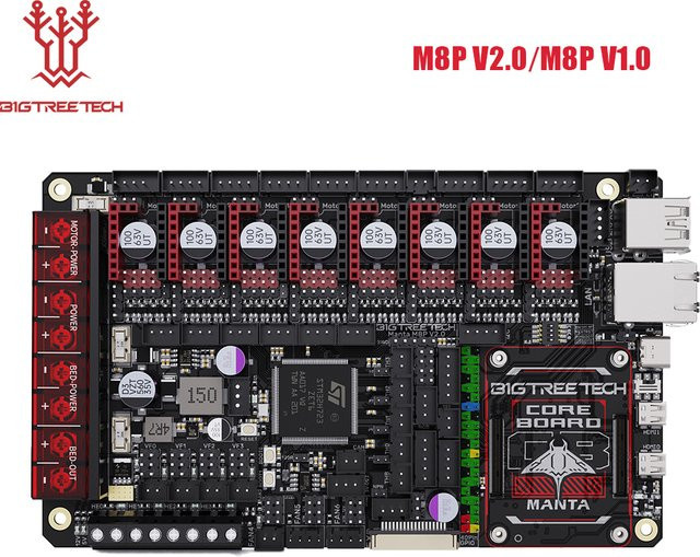 BIGTREETECH Manta M8P V2.0 Motherboard STM32H723ZE 32bit Control Board für Klipper und Raspberry Pi, kompatibel mit Voron V0 und Ender 3 3D-Druckern, Schwarz - Bild 1