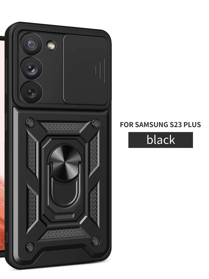 Magnetische Schutzhülle für Samsung Galaxy S23 Plus mit Kamera-Schutz und Ring-Ständer in Schwarz oder Gold - Bild 7