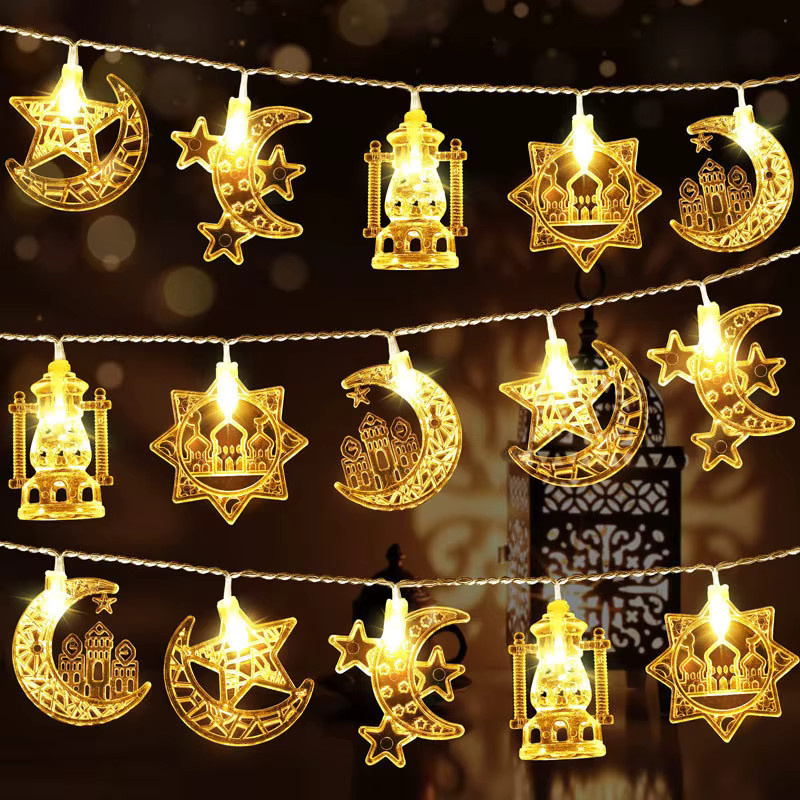 WEIGAO LED Lichterkette mit Mond und Sternen in Gold/Messing für Ramadan und Eid Dekorationen - Bild 3