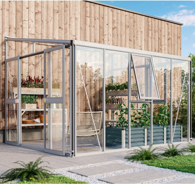 Vitavia Anlehn-Gewächshaus Helena in Silber mit 8,6 m² Fläche aus Aluminium und Glas - Bild 1