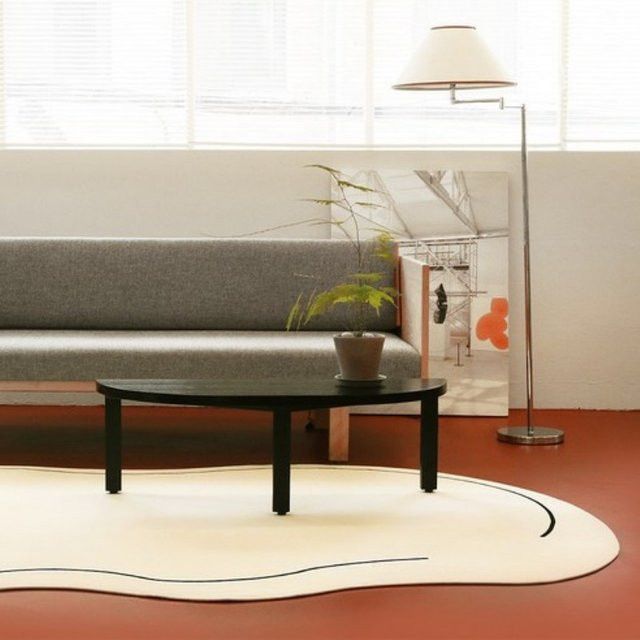 VIKAMA Kurzflor-Teppich in Weiß mit Wellenmuster, minimalistisches Design, maschinenwaschbar, B/T: 160 x 80 cm - Bild 1