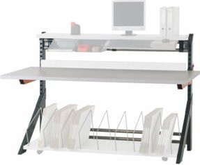 Rocholz Pack- und Arbeitstisch MODUL 5000 in Grau, höhenverstellbar, Stahl, B/T/H: 200 x 104 x 133 cm - Bild 1