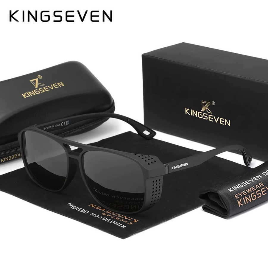 KINGSEVEN Sonnenbrille, Vollrand, Schwarz, Kunststoff, Herren, polarisiert - Bild 2