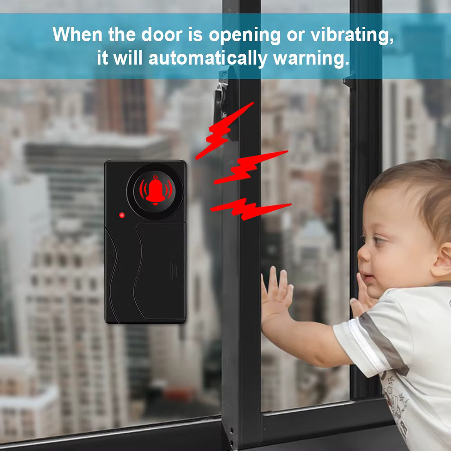 Kabelloses Vibrations-Alarmsystem mit Fernbedienung und 110dB Alarm für Tür, Fenster, Motorrad und Fahrrad in Schwarz mit WiFi-Funktion - Bild 3