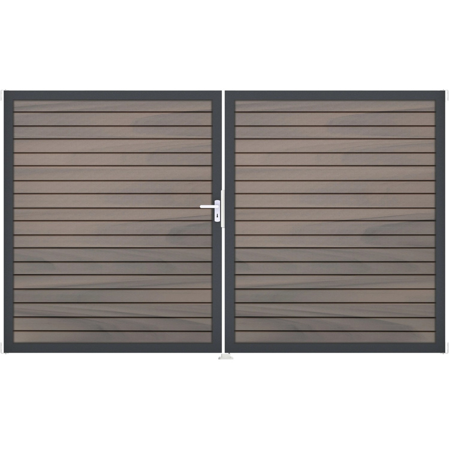 GroJa Steckzaun-Tor Solid-Rhombus 2-flügelig DB703 DIN Links Bi-Color Co-Extrudiert in Grau Anthrazit - Bild 2