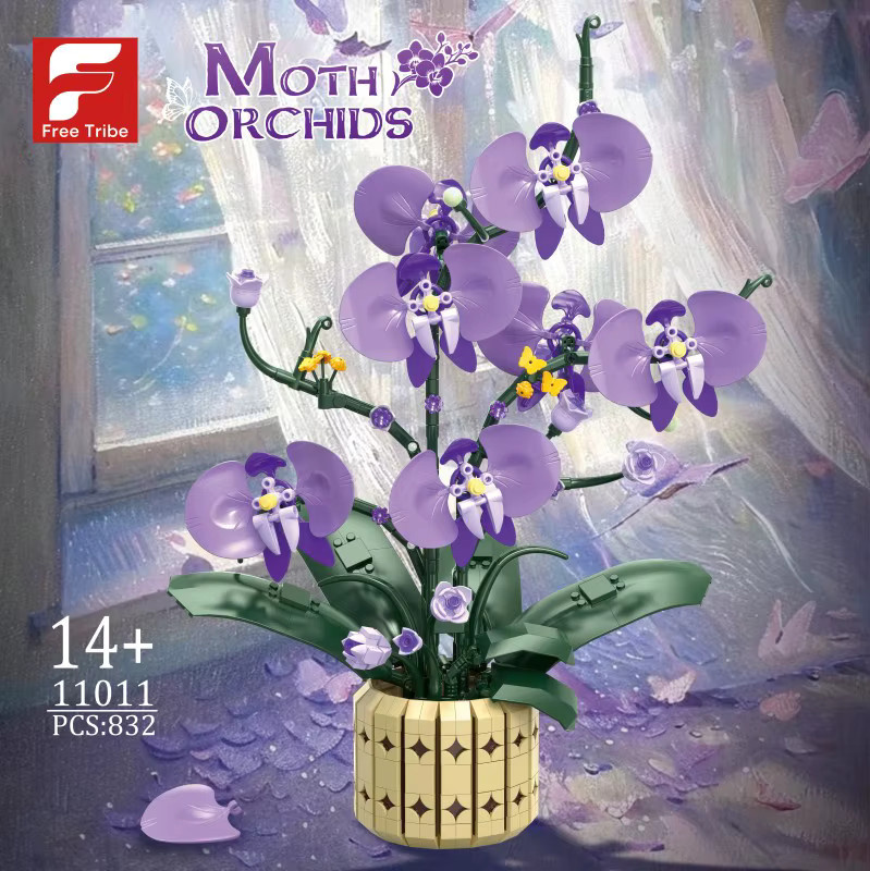 AMAZINGBLOKS Orchidee Blumen Bausteine Set mit Vase in Lila, 832 Teile DIY Dekoration für Erwachsene und Kinder - Bild 2
