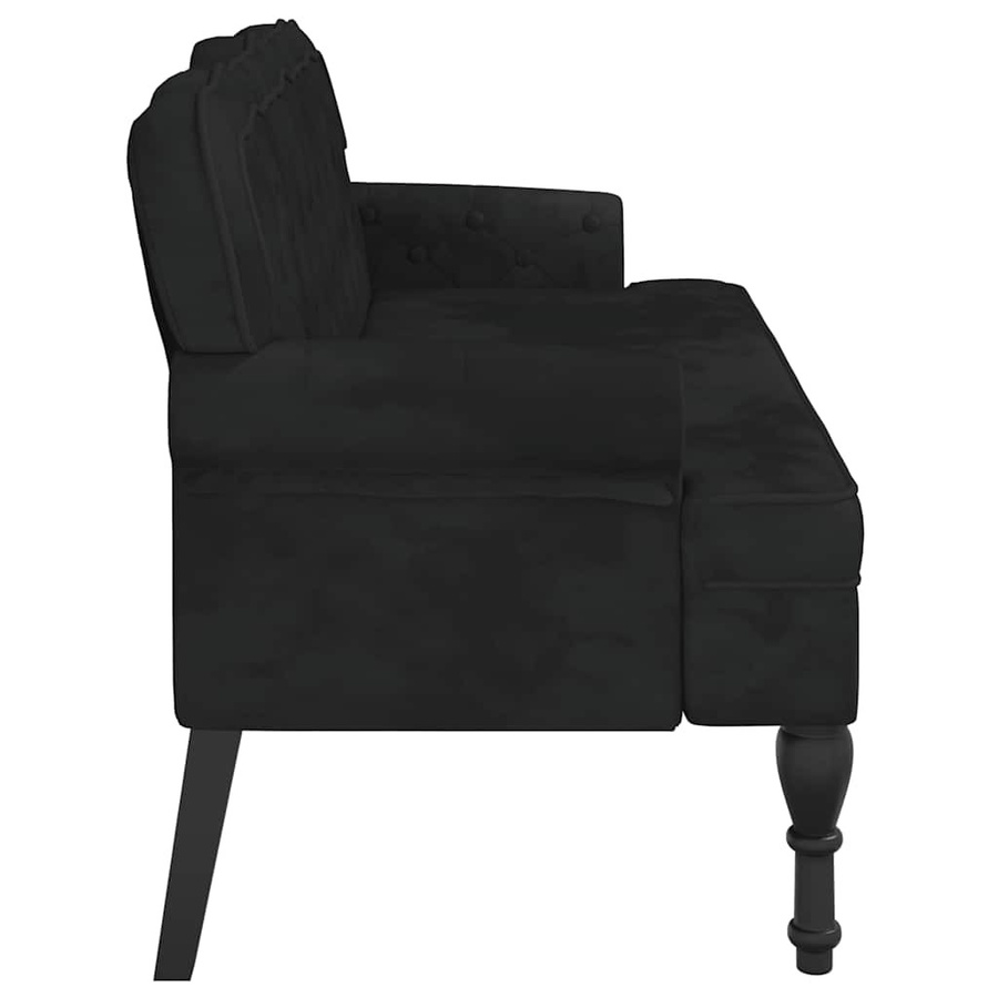 vidaXL Bank mit Rückenlehne aus Samt und Gummibaumholz in Schwarz, B/T/H: 119,5 x 64,5 x 75 cm - Bild 4