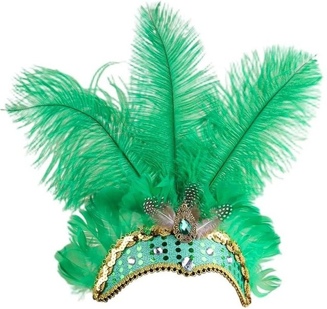 CDhekuo Federkopfschmuck, bunter Federkopfschmuck, grün, Damen - Bild 1